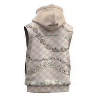 Beige Aloha Hawaii Shell Lei Sleeveless Zip Hoodie Palaka Hebrew Cone Honey Cowrie Elegant Curves LT14 - Polynesian Pride