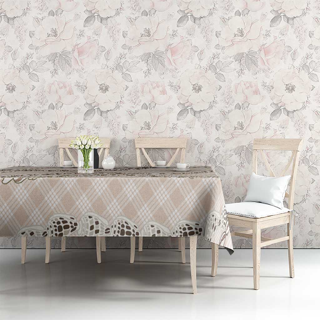 Beige Aloha Hawaii Shell Lei Tablecloth Palaka Hebrew Cone Honey Cowrie Elegant Curves - Polynesian Pride