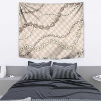 Beige Aloha Hawaii Shell Lei Tapestry Palaka Hebrew Cone Honey Cowrie Elegant Curves - Polynesian Pride