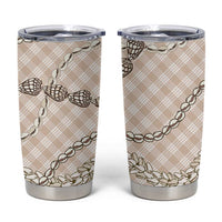 Beige Aloha Hawaii Shell Lei Tumbler Cup Palaka Hebrew Cone Honey Cowrie Elegant Curves - Polynesian Pride