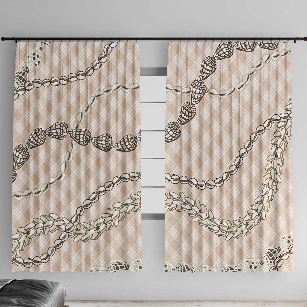 Beige Aloha Hawaii Shell Lei Window Curtain Palaka Hebrew Cone Honey Cowrie Elegant Curves - Polynesian Pride