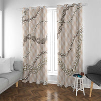 Beige Aloha Hawaii Shell Lei Window Curtain Palaka Hebrew Cone Honey Cowrie Elegant Curves - Polynesian Pride