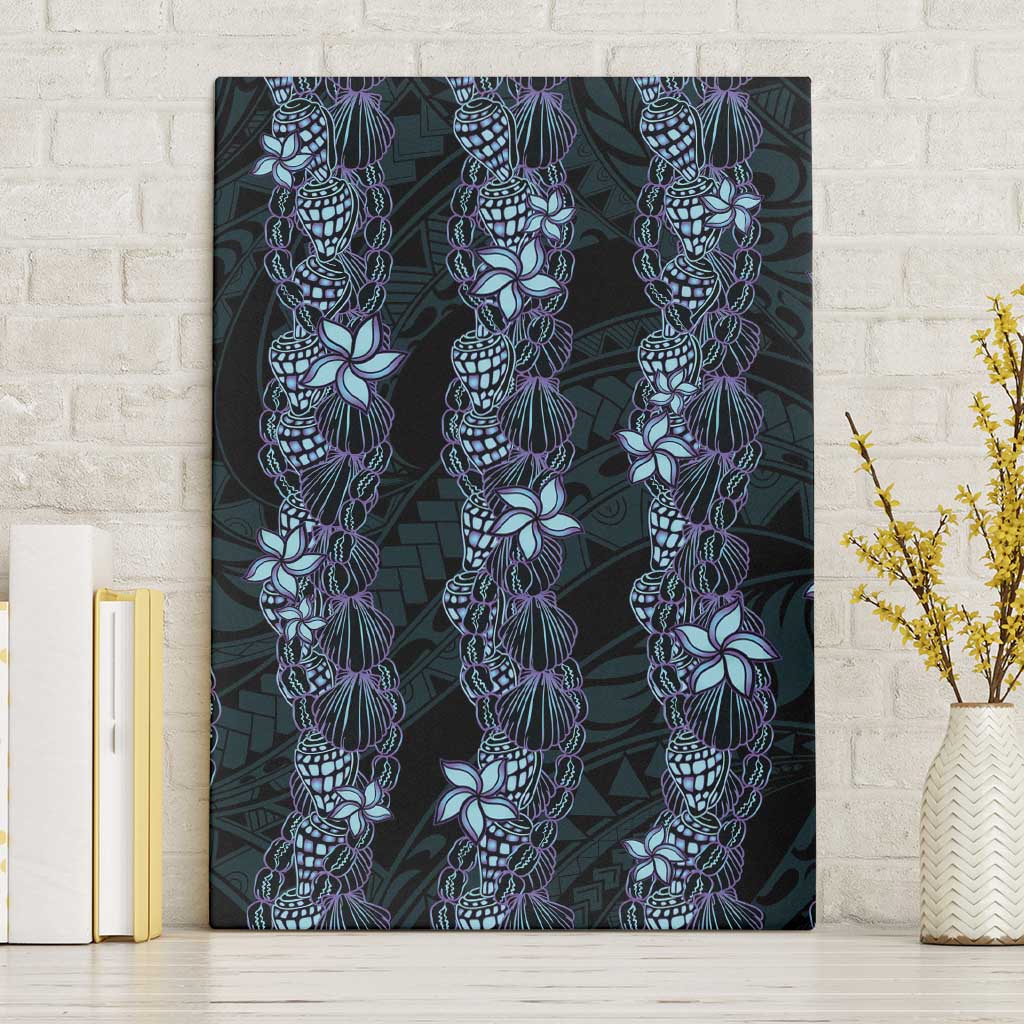 Purple Paradise Hawaii Shell Lei Canvas Wall Art Hawaiian Sunrise Shell Hebrew Cone Plumeria - Polynesian Pride