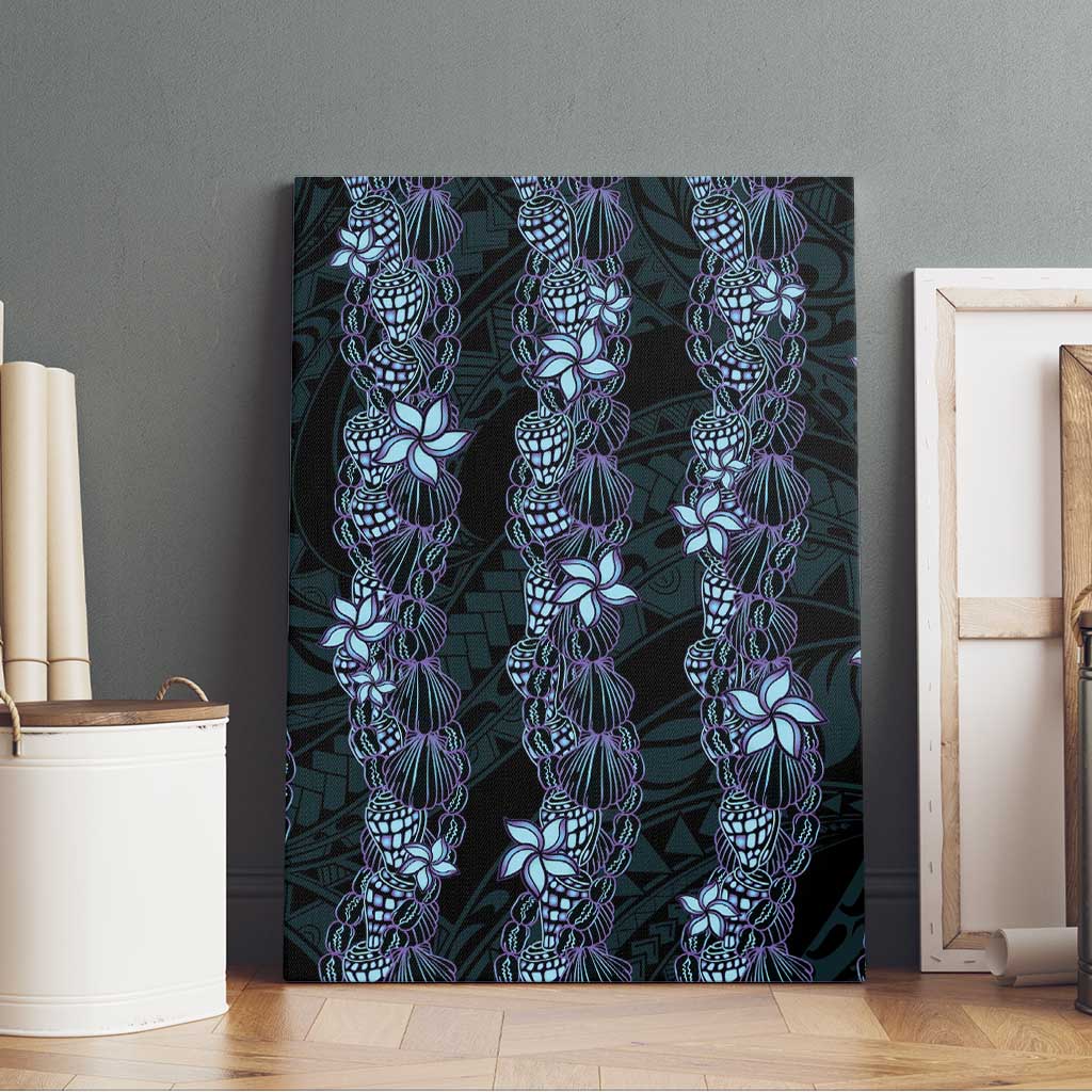 Purple Paradise Hawaii Shell Lei Canvas Wall Art Hawaiian Sunrise Shell Hebrew Cone Plumeria - Polynesian Pride