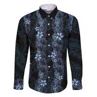 Purple Paradise Hawaii Shell Lei Family Matching Off The Shoulder Long Sleeve Dress and Hawaiian Shirt Hawaiian Sunrise Shell Hebrew Cone Plumeria - Polynesian Pride