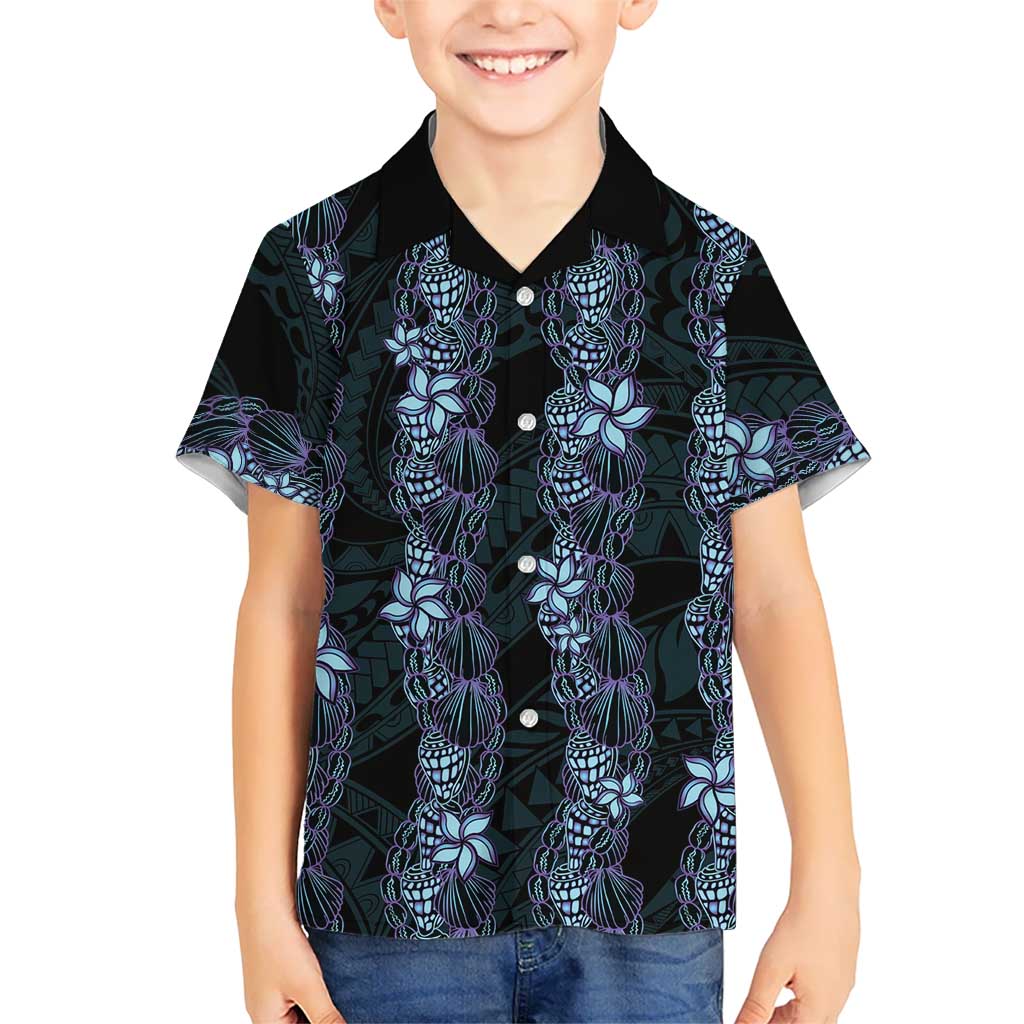 Purple Paradise Hawaii Shell Lei Family Matching Puletasi and Hawaiian Shirt Hawaiian Sunrise Shell Hebrew Cone Plumeria - Polynesian Pride