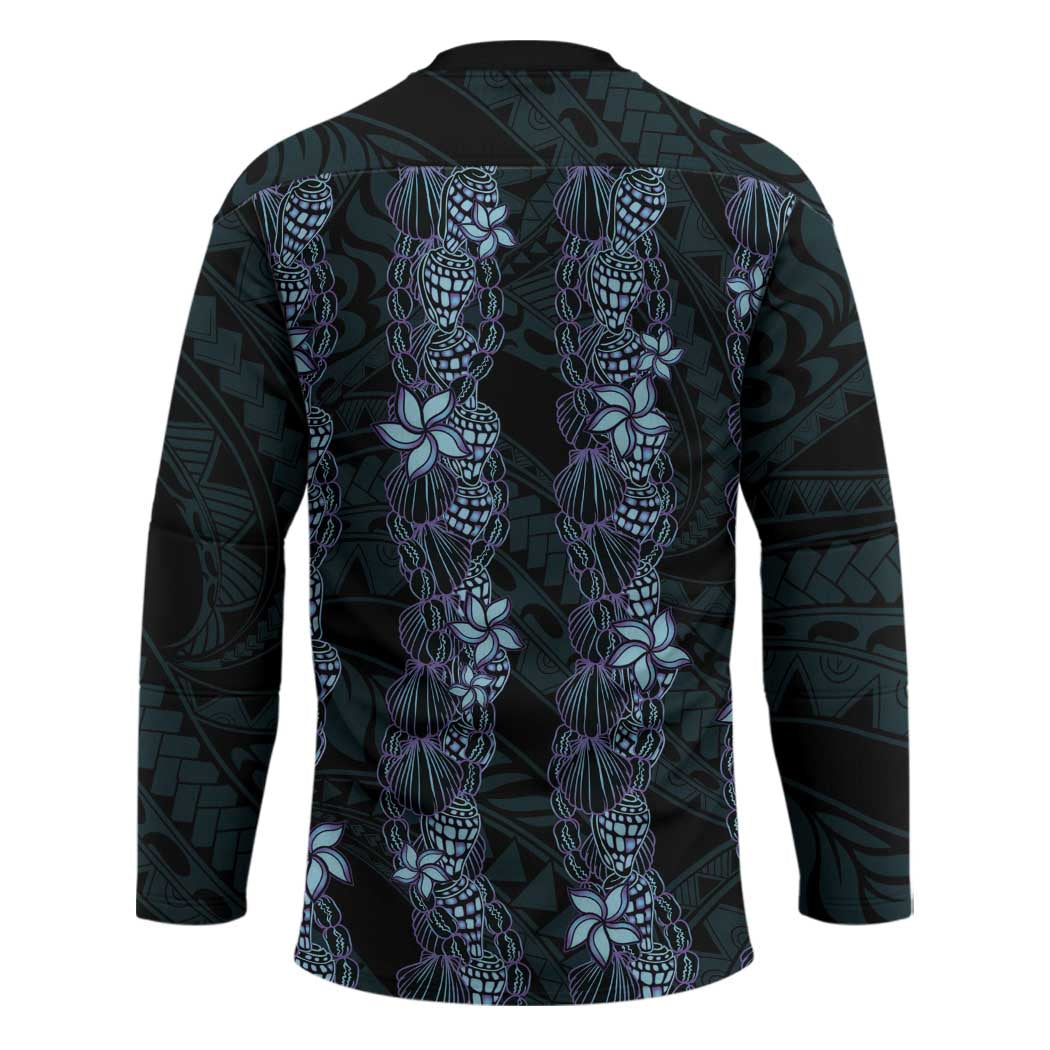 Purple Paradise Hawaii Shell Lei Hockey Jersey Hawaiian Sunrise Shell Hebrew Cone Plumeria - Polynesian Pride