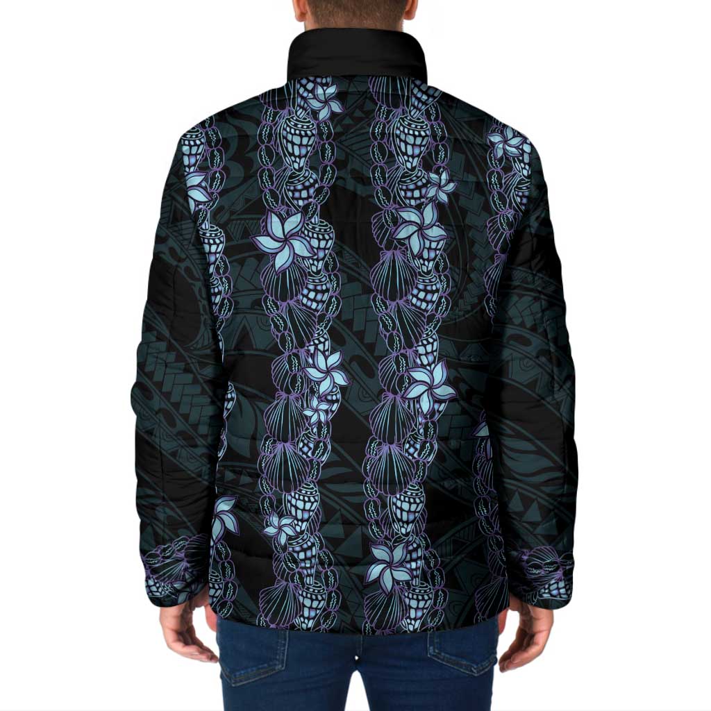 Purple Paradise Hawaii Shell Lei Padded Jacket Hawaiian Sunrise Shell Hebrew Cone Plumeria - Polynesian Pride