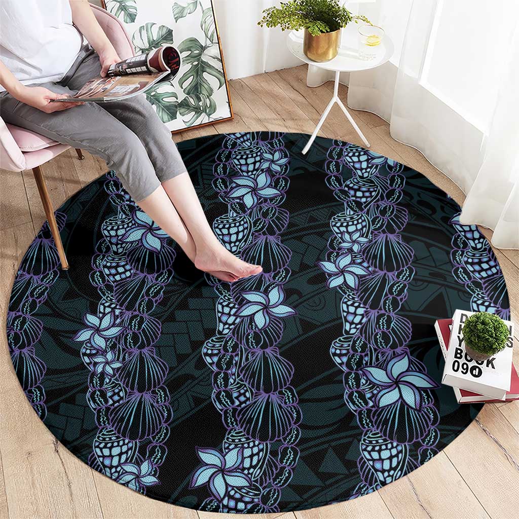 Purple Paradise Hawaii Shell Lei Round Carpet Hawaiian Sunrise Shell Hebrew Cone Plumeria - Polynesian Pride