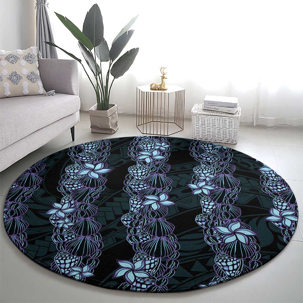 Purple Paradise Hawaii Shell Lei Round Carpet Hawaiian Sunrise Shell Hebrew Cone Plumeria - Polynesian Pride