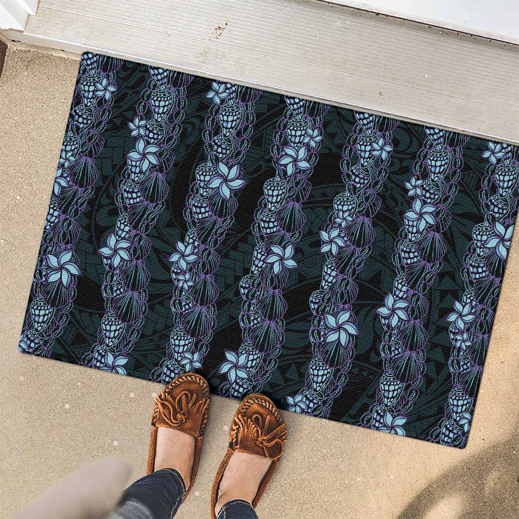 Purple Paradise Hawaii Shell Lei Rubber Doormat Hawaiian Sunrise Shell Hebrew Cone Plumeria - Polynesian Pride