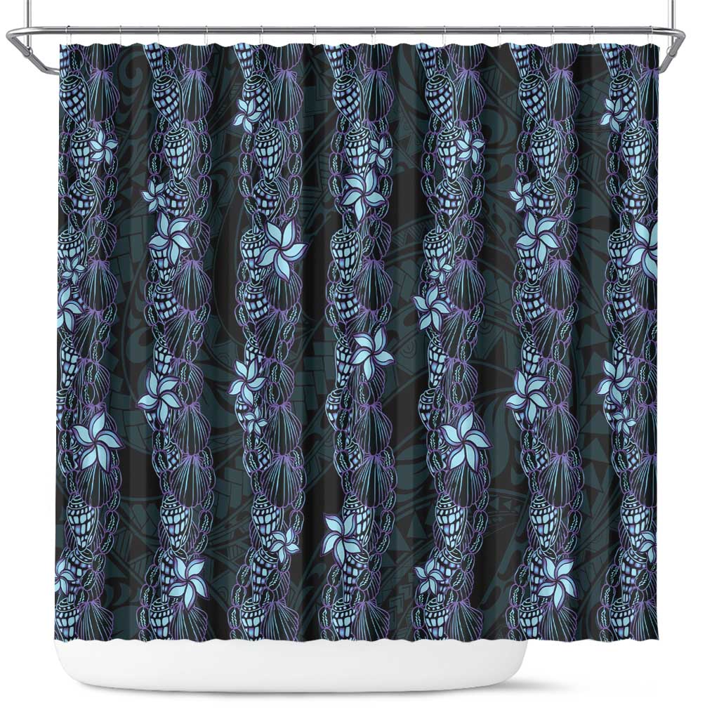 Purple Paradise Hawaii Shell Lei Shower Curtain Hawaiian Sunrise Shell Hebrew Cone Plumeria - Polynesian Pride