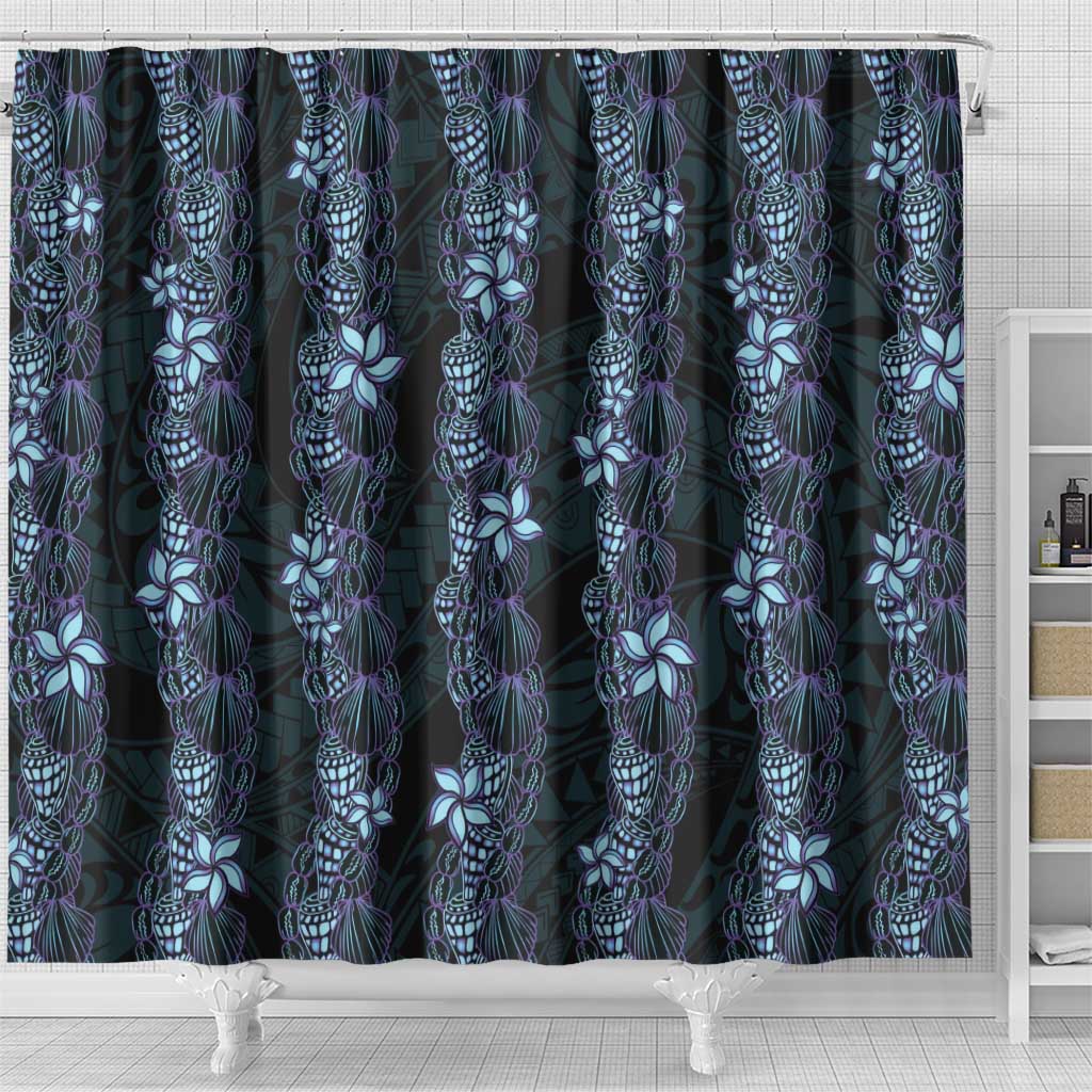 Purple Paradise Hawaii Shell Lei Shower Curtain Hawaiian Sunrise Shell Hebrew Cone Plumeria - Polynesian Pride
