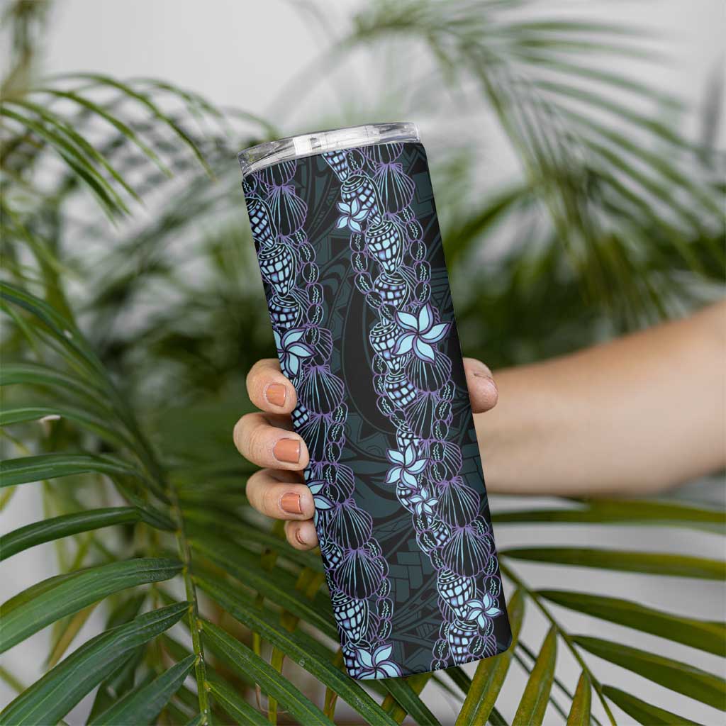 Purple Paradise Hawaii Shell Lei Skinny Tumbler Hawaiian Sunrise Shell Hebrew Cone Plumeria - Polynesian Pride