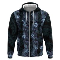 Purple Paradise Hawaii Shell Lei Zip Hoodie Hawaiian Sunrise Shell Hebrew Cone Plumeria - Polynesian Pride