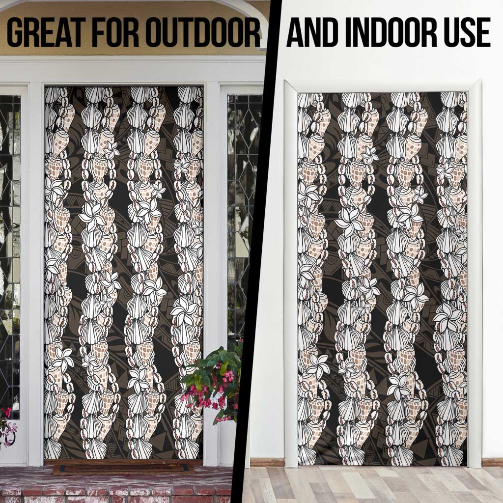 Black and Beige Hawaii Shell Lei Door Cover Hawaiian Sunrise Shell Hebrew Cone Plumeria - Polynesian Pride