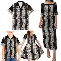 Black and Beige Hawaii Shell Lei Family Matching Puletasi and Hawaiian Shirt Hawaiian Sunrise Shell Hebrew Cone Plumeria - Polynesian Pride