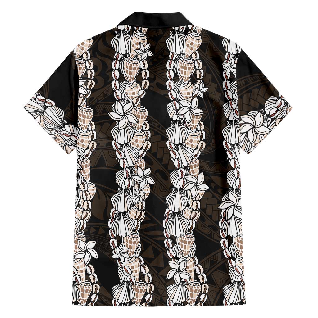 Black and Beige Hawaii Shell Lei Family Matching Puletasi and Hawaiian Shirt Hawaiian Sunrise Shell Hebrew Cone Plumeria - Polynesian Pride