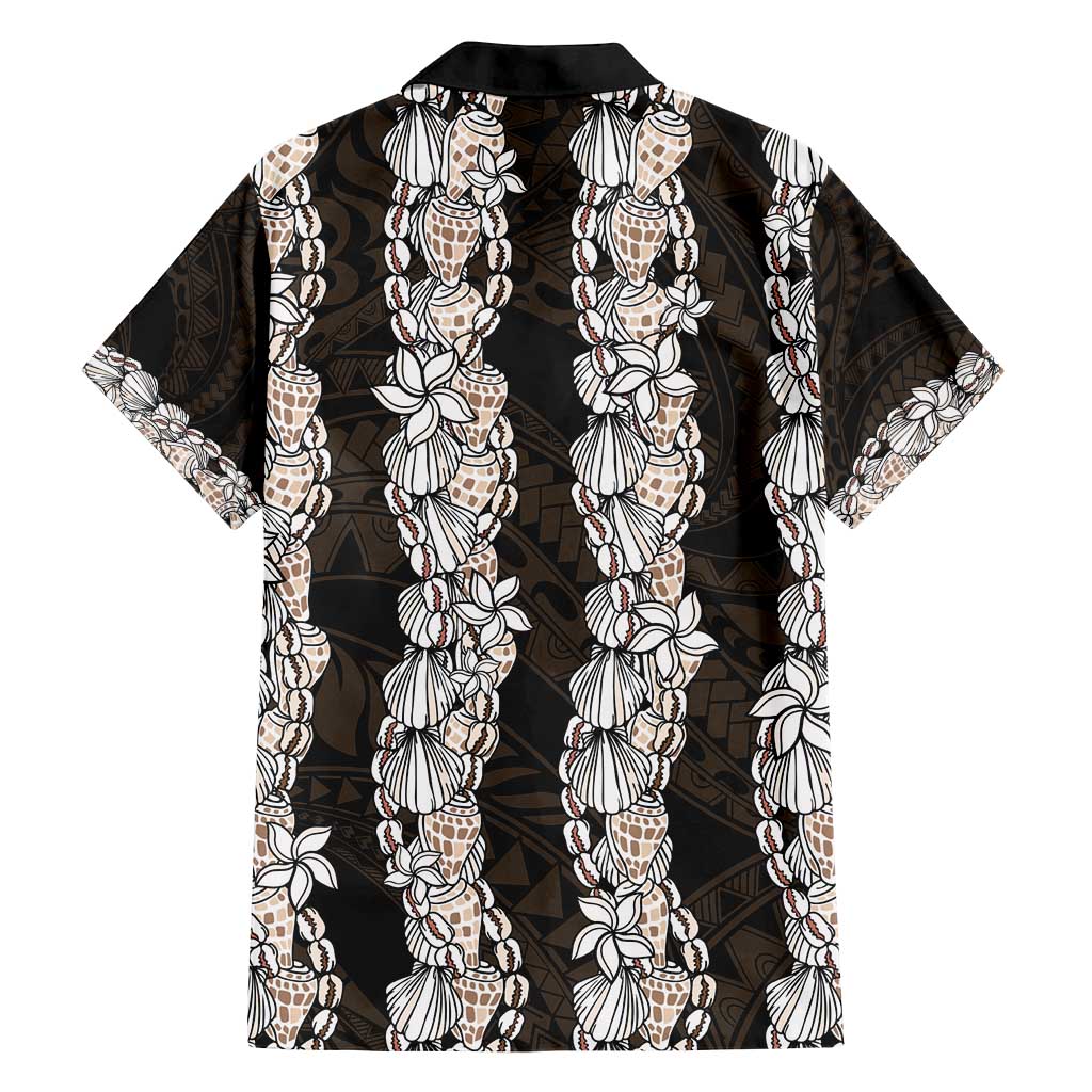 Black and Beige Hawaii Shell Lei Family Matching Tank Maxi Dress and Hawaiian Shirt Hawaiian Sunrise Shell Hebrew Cone Plumeria - Polynesian Pride