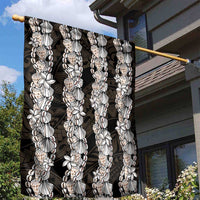 Black and Beige Hawaii Shell Lei Garden Flag Hawaiian Sunrise Shell Hebrew Cone Plumeria - Polynesian Pride