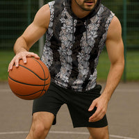 Black and Beige Hawaii Shell Lei Sleeveless Hoodie Hawaiian Sunrise Shell Hebrew Cone Plumeria - Polynesian Pride