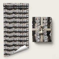 Black and Beige Hawaii Shell Lei Wrapping Paper Hawaiian Sunrise Shell Hebrew Cone Plumeria LT14 58" × 23" Black - Polynesian Pride