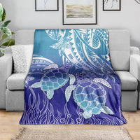 Polynesia Sea Turtle Blanket Happy Valentine Day Polynesian - Dark Cyan LT14 - Polynesian Pride