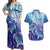 Polynesia Sea Turtle Couples Matching Off Shoulder Maxi Dress and Hawaiian Shirt Happy Valentine Day Polynesian - Dark Cyan LT14 Dark Cyan - Polynesian Pride