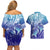 Polynesia Sea Turtle Couples Matching Off Shoulder Short Dress and Hawaiian Shirt Happy Valentine Day Polynesian - Dark Cyan LT14 - Polynesian Pride