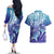 Polynesia Sea Turtle Couples Matching Off The Shoulder Long Sleeve Dress and Hawaiian Shirt Happy Valentine Day Polynesian - Dark Cyan LT14 - Polynesian Pride