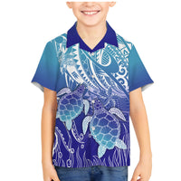 Polynesia Sea Turtle Family Matching Mermaid Dress and Hawaiian Shirt Happy Valentine Day Polynesian - Dark Cyan LT14 Son's Shirt Dark Cyan - Polynesian Pride