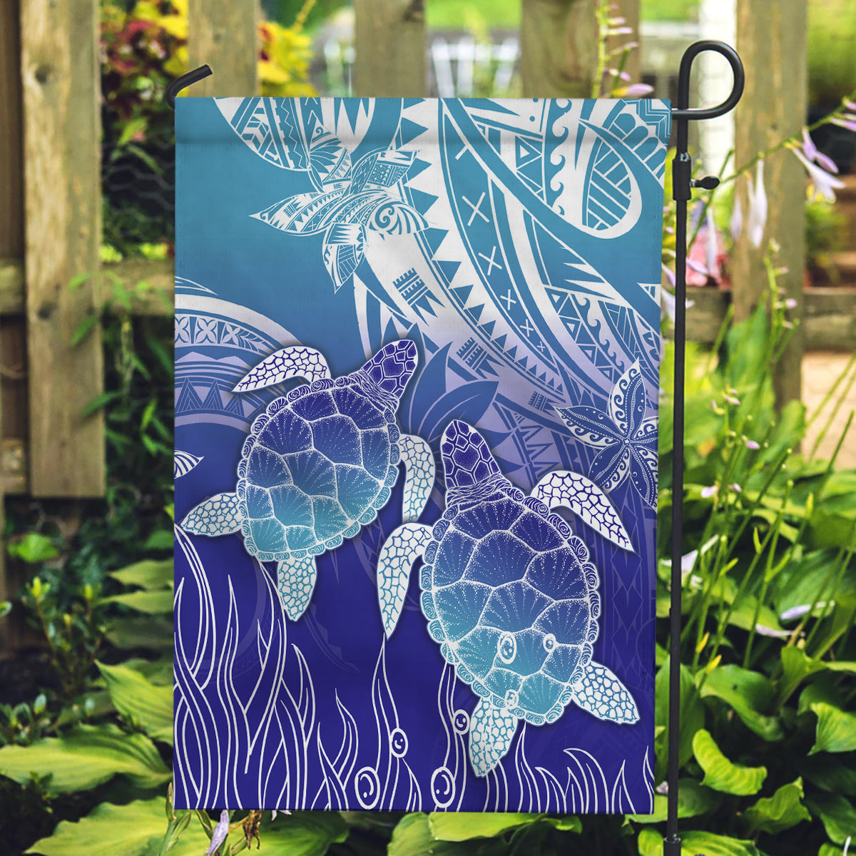 Polynesia Sea Turtle Garden Flag Happy Valentine Day Polynesian - Dark Cyan LT14 Garden Flag Dark Cyan - Polynesian Pride