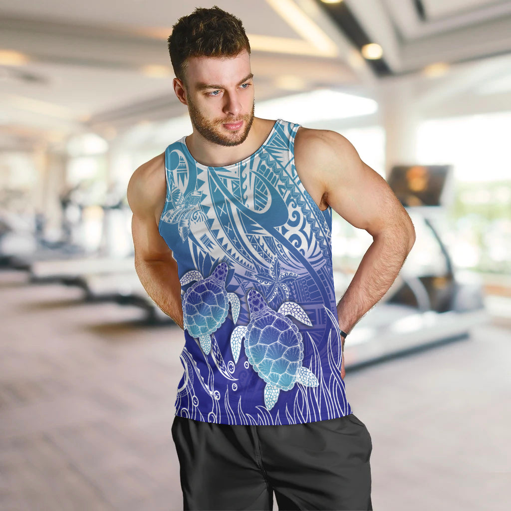 Polynesia Sea Turtle Men Tank Top Happy Valentine Day Polynesian - Dark Cyan LT14 Dark Cyan - Polynesian Pride