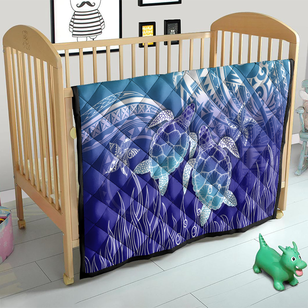 Polynesia Sea Turtle Quilt Happy Valentine Day Polynesian - Dark Cyan LT14 - Polynesian Pride