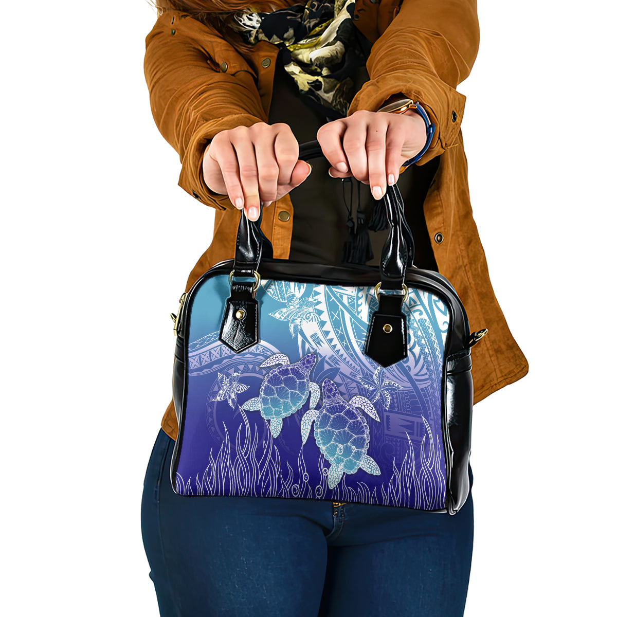 Polynesia Sea Turtle Shoulder Handbag Happy Valentine Day Polynesian - Dark Cyan LT14 One Size Dark Cyan - Polynesian Pride