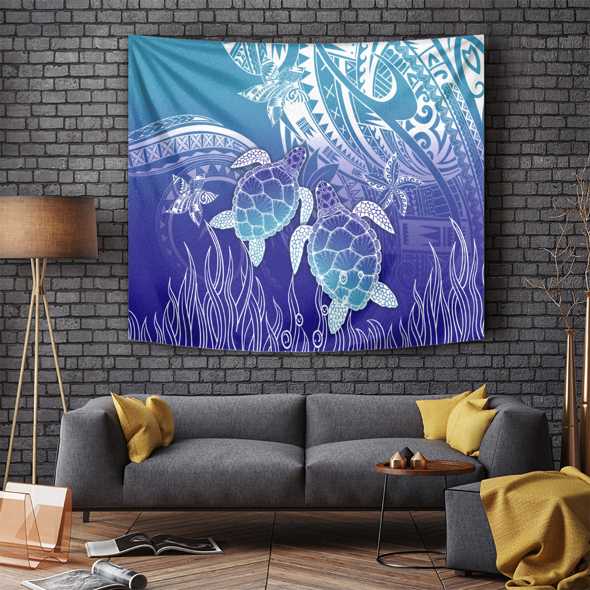 Polynesia Sea Turtle Tapestry Happy Valentine Day Polynesian - Dark Cyan LT14 Dark Cyan - Polynesian Pride