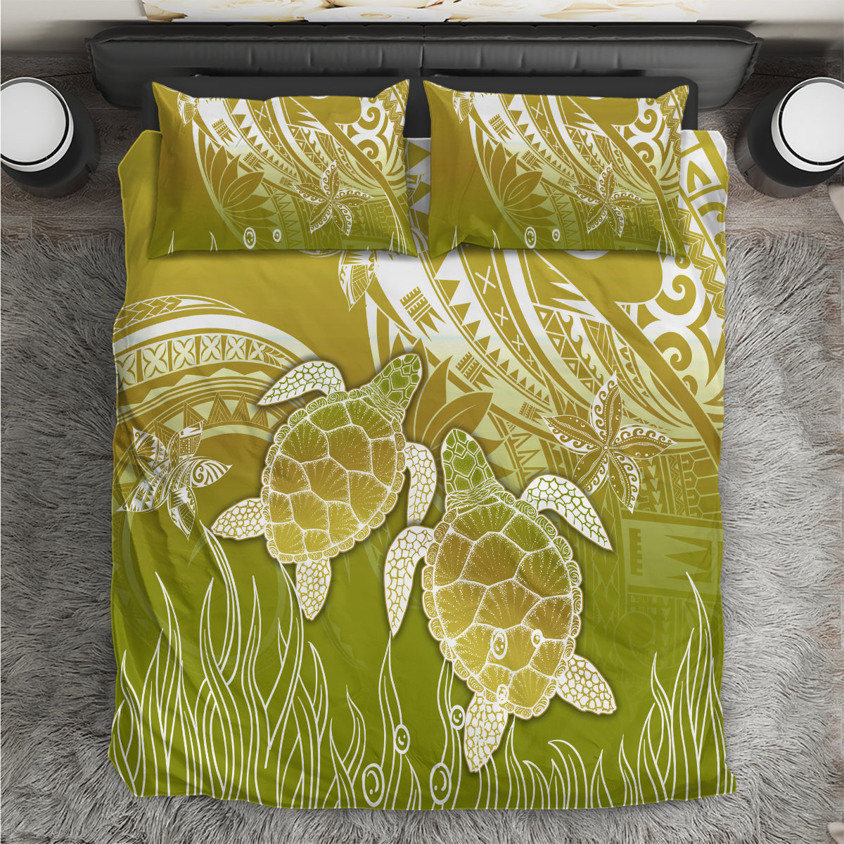 Polynesia Sea Turtle Bedding Set Happy Valentine Day Polynesian - Gold LT14 Gold - Polynesian Pride