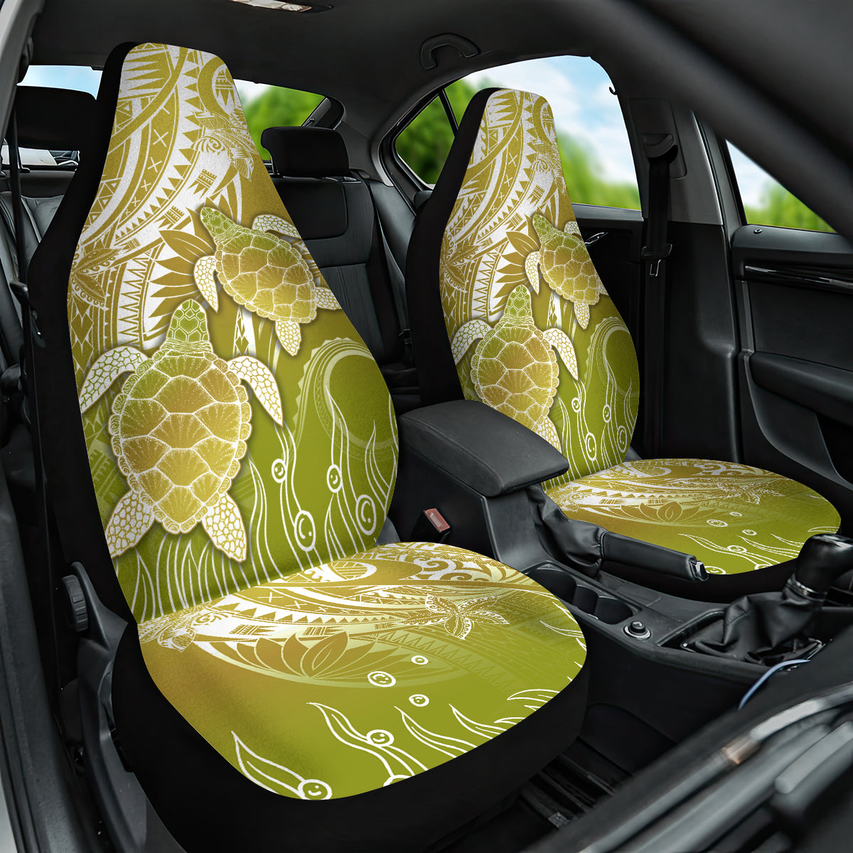 Polynesia Sea Turtle Car Seat Cover Happy Valentine Day Polynesian - Gold LT14 One Size Gold - Polynesian Pride