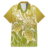 Polynesia Sea Turtle Family Matching Mermaid Dress and Hawaiian Shirt Happy Valentine Day Polynesian - Gold LT14 Dad's Shirt - Short Sleeve Gold - Polynesian Pride