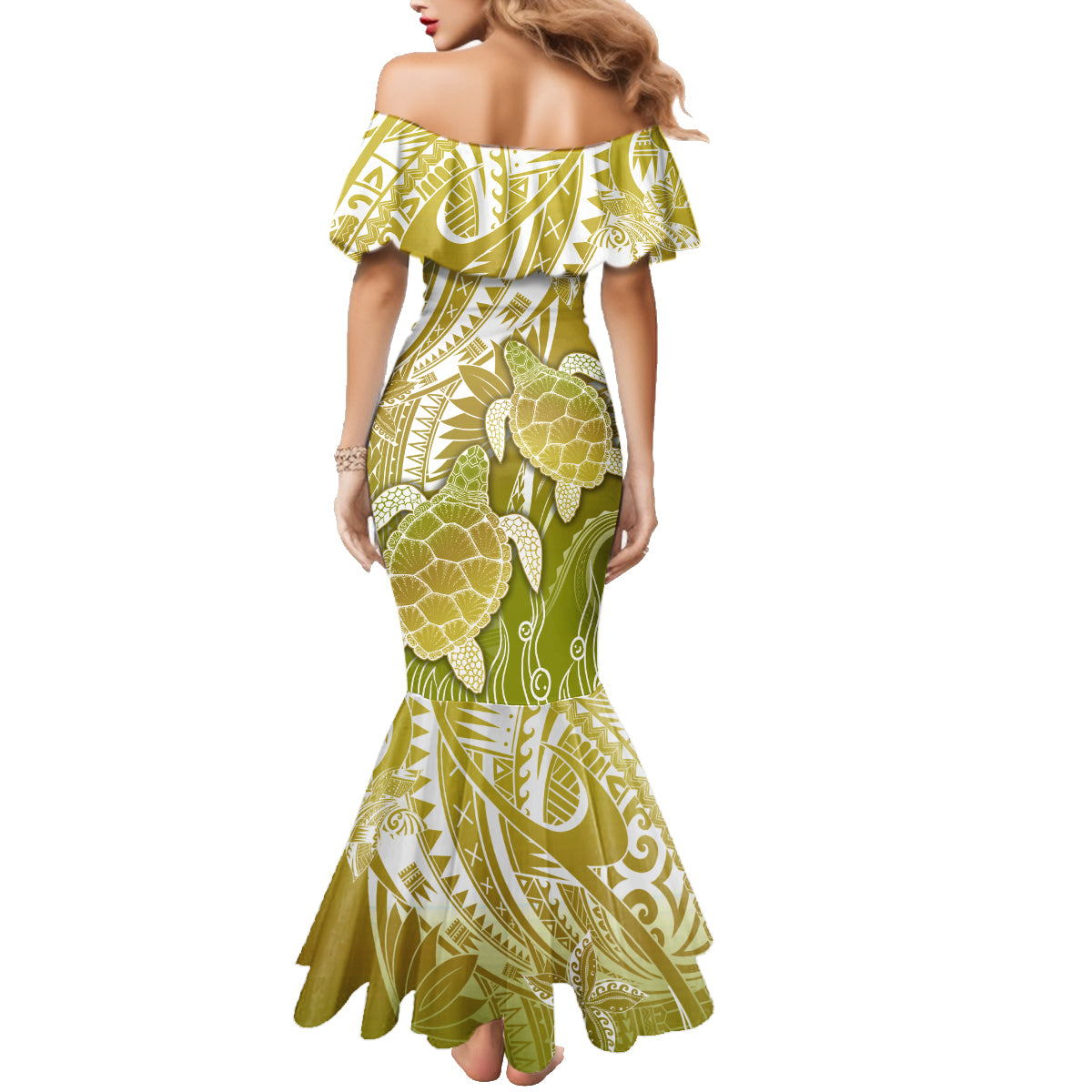 Polynesia Sea Turtle Family Matching Mermaid Dress and Hawaiian Shirt Happy Valentine Day Polynesian - Gold LT14 - Polynesian Pride