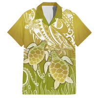 Polynesia Sea Turtle Family Matching Off Shoulder Long Sleeve Dress and Hawaiian Shirt Happy Valentine Day Polynesian - Gold LT14 Dad's Shirt - Short Sleeve Gold - Polynesian Pride