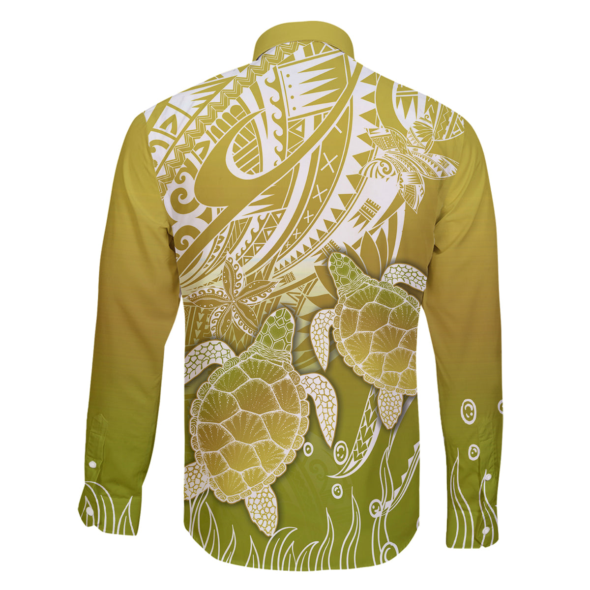 Polynesia Sea Turtle Family Matching Off Shoulder Long Sleeve Dress and Hawaiian Shirt Happy Valentine Day Polynesian - Gold LT14 - Polynesian Pride