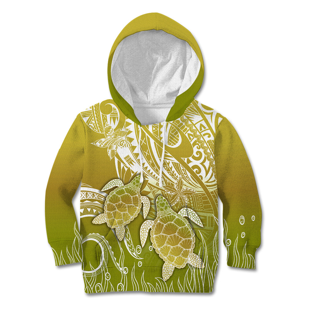 Polynesia Sea Turtle Kid Hoodie Happy Valentine Day Polynesian - Gold LT14 Hoodie Gold - Polynesian Pride