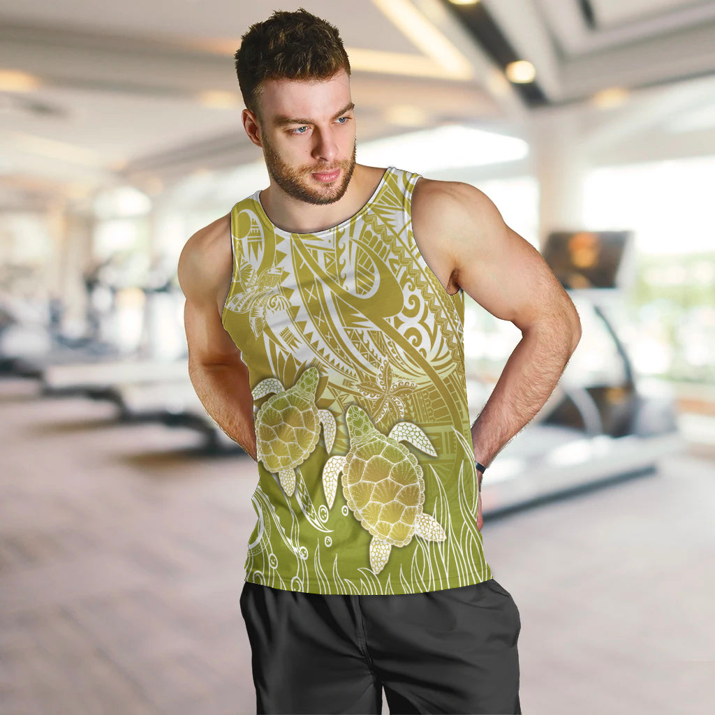 Polynesia Sea Turtle Men Tank Top Happy Valentine Day Polynesian - Gold LT14 Gold - Polynesian Pride