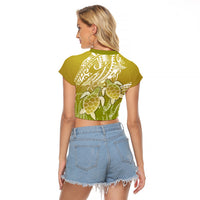 Polynesia Sea Turtle Raglan Cropped T Shirt Happy Valentine Day Polynesian - Gold LT14 - Polynesian Pride