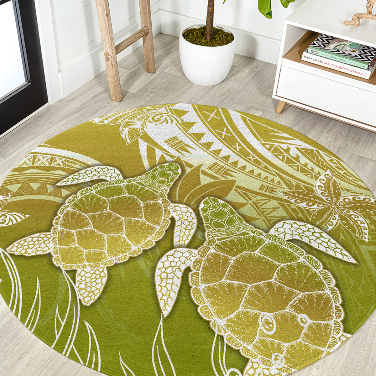 Polynesia Sea Turtle Round Carpet Happy Valentine Day Polynesian - Gold LT14 Gold - Polynesian Pride