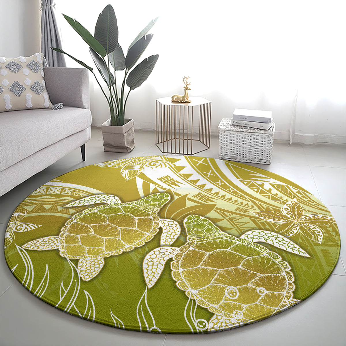Polynesia Sea Turtle Round Carpet Happy Valentine Day Polynesian - Gold LT14 - Polynesian Pride