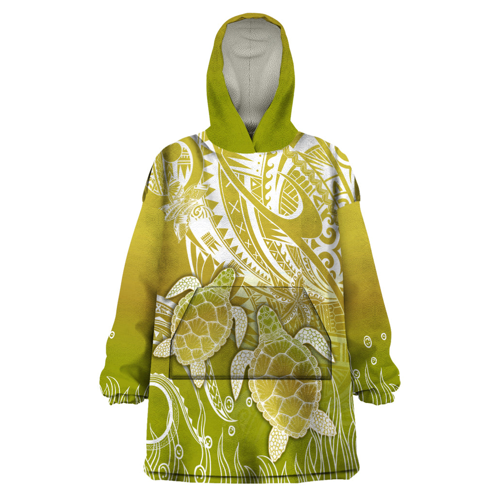 Polynesia Sea Turtle Wearable Blanket Hoodie Happy Valentine Day Polynesian - Gold LT14 One Size Gold - Polynesian Pride