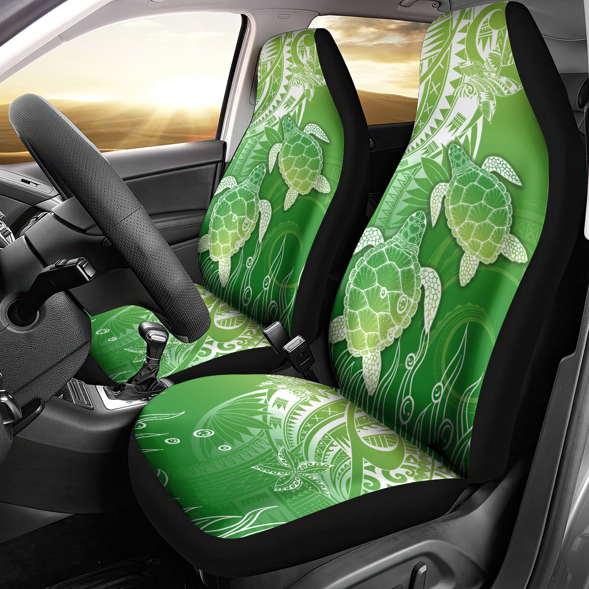 Polynesia Sea Turtle Car Seat Cover Happy Valentine Day Polynesian - Green LT14 - Polynesian Pride