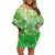 Polynesia Sea Turtle Family Matching Off Shoulder Short Dress and Hawaiian Shirt Happy Valentine Day Polynesian - Green LT14 Mom's Dress Green - Polynesian Pride